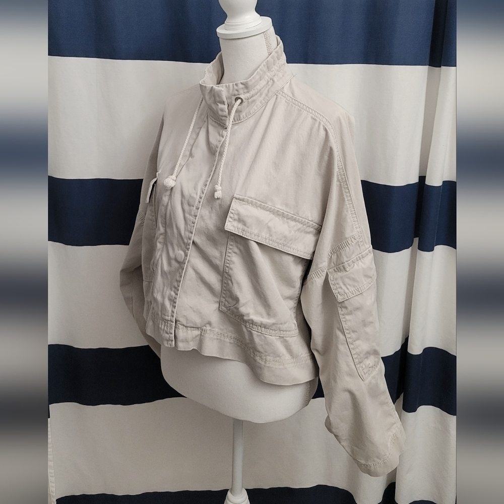 Sincerely Jules Khaki Women's Cropped Denim Jacket | Size Medium
